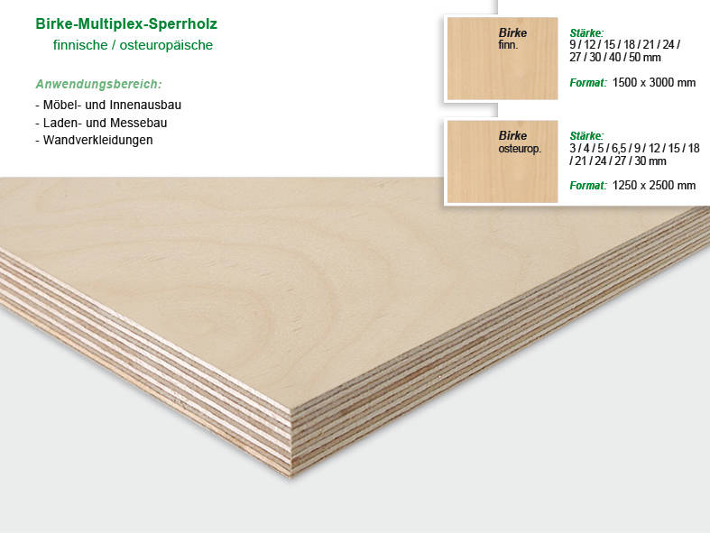 Sperrholzplatten Birke - 20 x 30 cm - 3 mm - hochwertige Multiplex